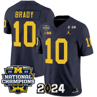 Michigan Wolverines #10 Tom Brady Navy 2024 F.U.S.E. With 2023 National Champions