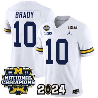 Michigan Wolverines #10 Tom Brady White 2024 F.U.S.E. With 2023 National Champions