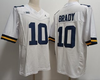 Michigan Wolverines #10 Tom Brady white F.U.S.E jersey