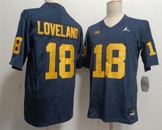 Michigan Wolverines #18 Colston Loveland 2023 F.U.S.E. Navy Stitched Jersey