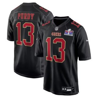 San Francisco 49ers #13 Brock Purdy Black Super Bowl LVIII Patch Carbon Fashion