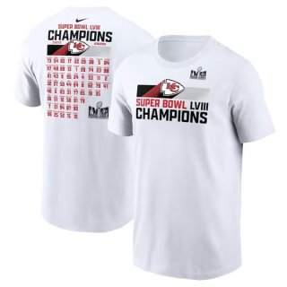 Kansas City Chiefs White Super Bowl LVIII Champions Roster T-Shirt