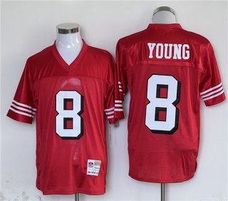 San Francisco 49ers #8 Steve Young Red Stitched Football Jersey