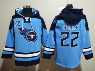 Tennessee Titans #22 Derrick Henry Blue Lace-Up Pullover Hoodie
