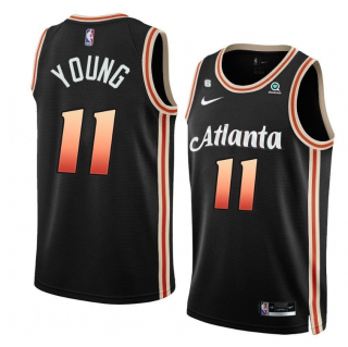 Atlanta Hawks #11 Trae Young Black 2022-23 City Edition With NO.6 Patch Stitched Jersey