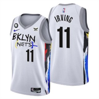 Brooklyn Nets #11 Kyrie Irving White 2022-23 City Edition With NO.6 Patch Stitched