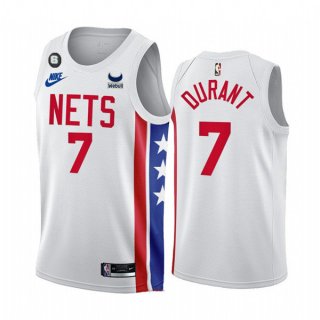 Brooklyn Nets #7 Kevin Durant 2022-23 White With Patch Classic Edition With NO.6 Patch