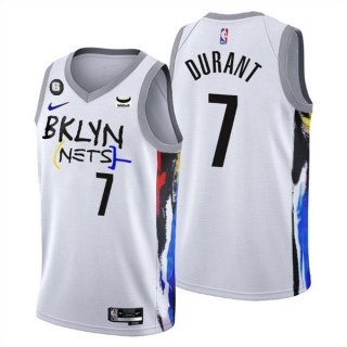 Brooklyn Nets #7 Kevin Durant White 2022-23 City Edition With NO.6 Patch Stitched