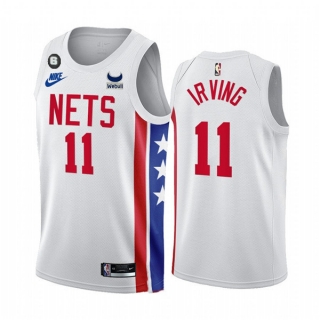Brooklyn Nets #11 Kyrie Irving 2022-23 White With Patch Classic Edition With NO.6 Patch
