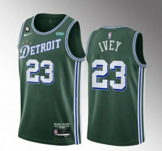 Detroit Pistons #23 Jaden Ivey Green 2022-23 City Edition With NO.6 Patch Stitched Jersey