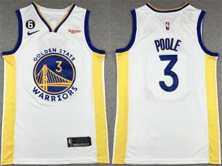 Golden State Warriors #3 Jordan Poole White With No.6 Patch Stitched Jersey