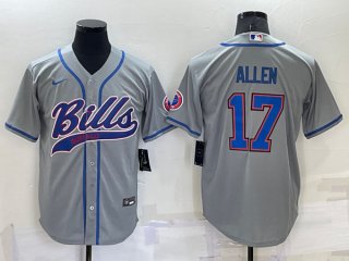 Buffalo Bills #17 Josh Allen Gray Cool Base Stitched Baseball Jersey