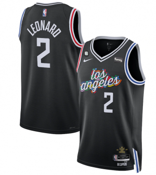 Los Angeles Clippers #2 Kawhi Leonard Black 2022-23 City Edition With NO.6 Patch