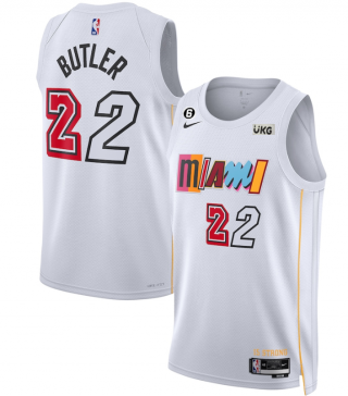 Miami Heat #22 Jimmy Butler White 2022-23 City Edition With NO.6 Patch Stitched Jersey