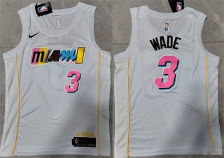 Miami Heat #3 Dwyane Wade 2022-23 White City Edition Stitched Jersey