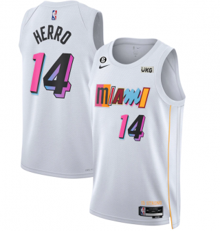 Miami Heat #14 Tyler Herro White 2022-23 City Edition With NO.6 Patch Stitched Jersey
