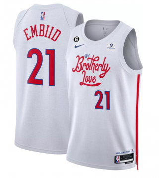 Philadelphia 76ers #21 Joel Embiid White 2022-23 City Edition Stitched Basketball