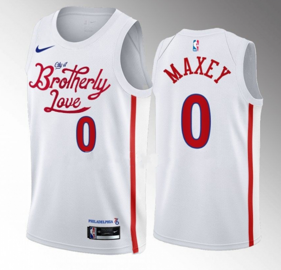 Philadelphia 76ers #0 Tyrese Maxey White 2022-23 City Edition Stitched Basketball