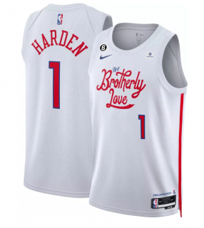 Philadelphia 76ers #1 James Harden White 2022-23 City Edition Stitched Basketball