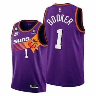 Phoenix Suns #1 Devin Booker Purple With NO.6 Patch Stitched Basketball Jersey