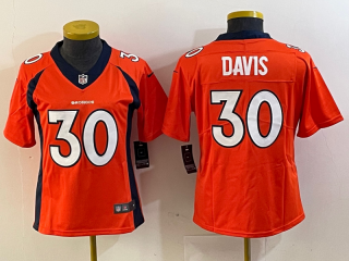 Denver Broncos #30 davis orange women vapor limited jersey