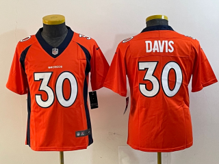 Denver Broncos #30 davis orange youth vapor limited jersey