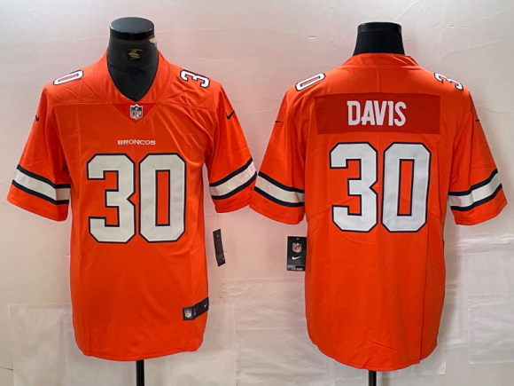 Denver Broncos #30 davis color rush orange limited jersey
