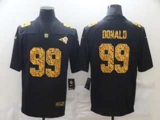 Los Angeles Rams #99 Aaron Donald 2020 Black Leopard Print Fashion Limited