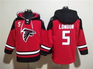 Atlanta Falcons #5 Drake London Red Ageless Must-Have Lace-Up Pullover Hoodie