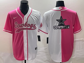 Dallas Cowboys Pink White Split Team Big Logo Cool Base Stitched Baseball