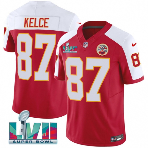 Kansas City Chiefs #87 Travis Kelce Red 2023 F.U.S.E. With Super Bowl LVII Patch