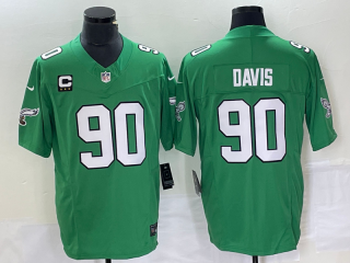 Philadelphia Eagles #90 Jordan Davis Green 2023 F.U.S.E. With C Patch Vapor