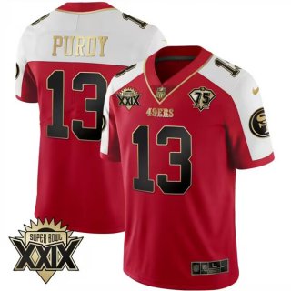 San Francisco 49ers #13 Brock Purdy Red Gold Super Bowl XXIX Patch Limited Stitched