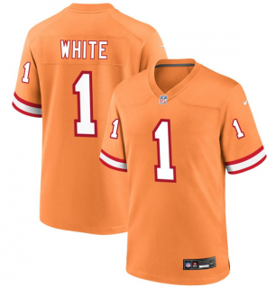 Tampa Bay Buccaneers #1 Rachaad White Orange Throwback Limited Stitched
