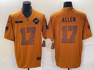 Buffalo Bills #17 Josh Allen 2023 Brown Salute To Service Limited Stitched Jersey