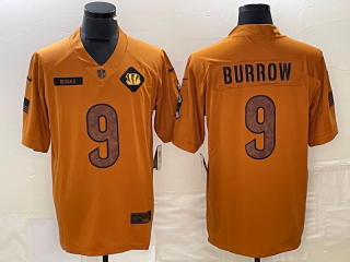 Cincinnati Bengals #9 Joe Burrow 2023 Brown Salute To Service Limited Stitched Jersey