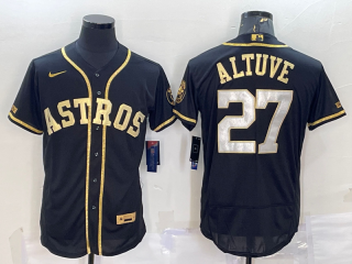 Houston Astros #27 Jose Altuve Black Gold Flex Base Stitched Jersey