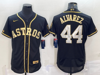 Houston Astros #44 Yordan Alvarez Black Gold Flex Base Stitched Jersey