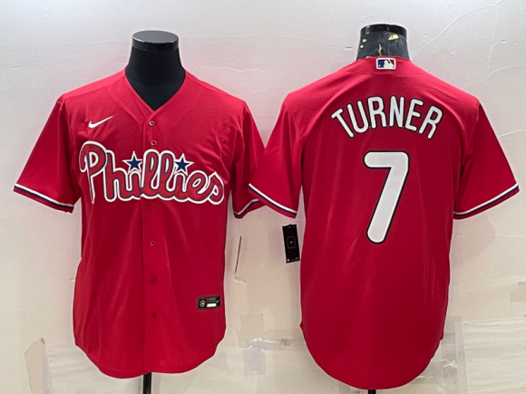 Philadelphia Phillies #7 Trea Turner red Cool Base Stitched Baseball Jersey