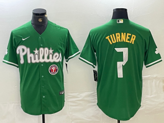 Philadelphia Phillies #7 Turner Green Cool Base Stitched Baseball Jersey 2