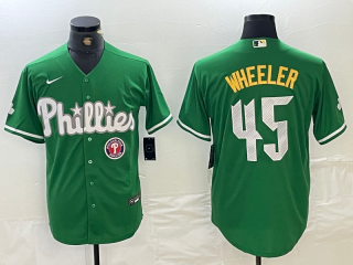 Philadelphia Phillies #45 Wheeler Green Cool Base Stitched Baseball Jersey 2