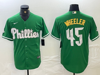 Philadelphia Phillies #45 Wheeler Green Cool Base Stitched Baseball Jersey