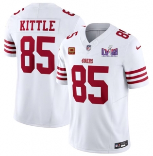 San Francisco 49ers #85 George Kittle White F.U.S.E. Super Bowl LVIII Patch And 4-