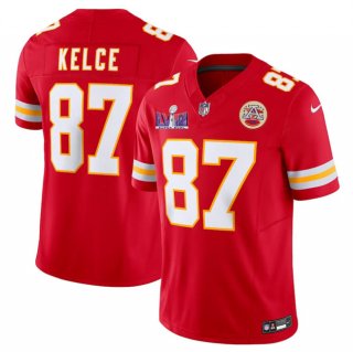 Kansas City Chiefs #87 Travis Kelce Red F.U.S.E. Super Bowl LVIII Patch Vapor