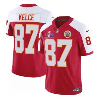 Kansas City Chiefs #87 Travis Kelce Red White F.U.S.E. Super Bowl LVIII Patch Vapor