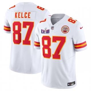 Kansas City Chiefs #87 Travis Kelce White F.U.S.E. Super Bowl LVIII Patch Vapor