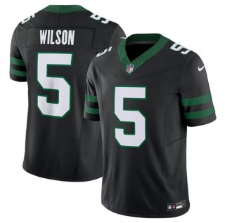 New York Jets #5 Garrett Wilson Black 2024 F.U.S.E. Vapor Limited Football Stitched