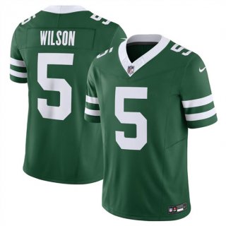 New York Jets #5 Garrett Wilson Green 2024 F.U.S.E. Vapor Limited Football Stitched