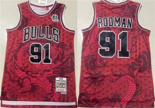 Chicago Bulls #91 Dennis Rodman Red 1997-98 Throwback Stitched Basketball Jersey 02
