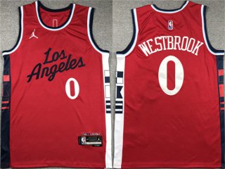 Los Angeles Clippers #0 Russell Westbrook Red Stitched Jersey